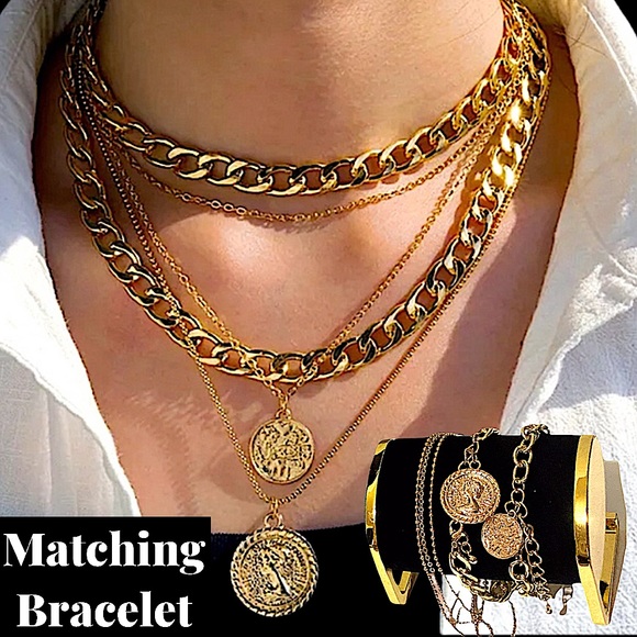 Aspire Within Jewelry - "Without Words" Gold Layered Coin Necklace Set